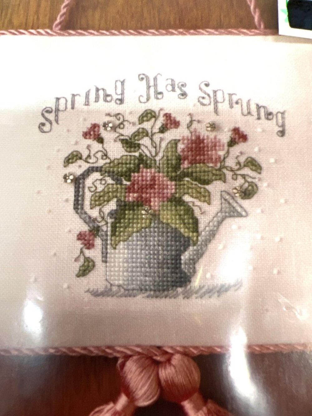 The Sweetheart Tree "Spring" Knob Knocker Cross Stitch Pattern Flower Beads